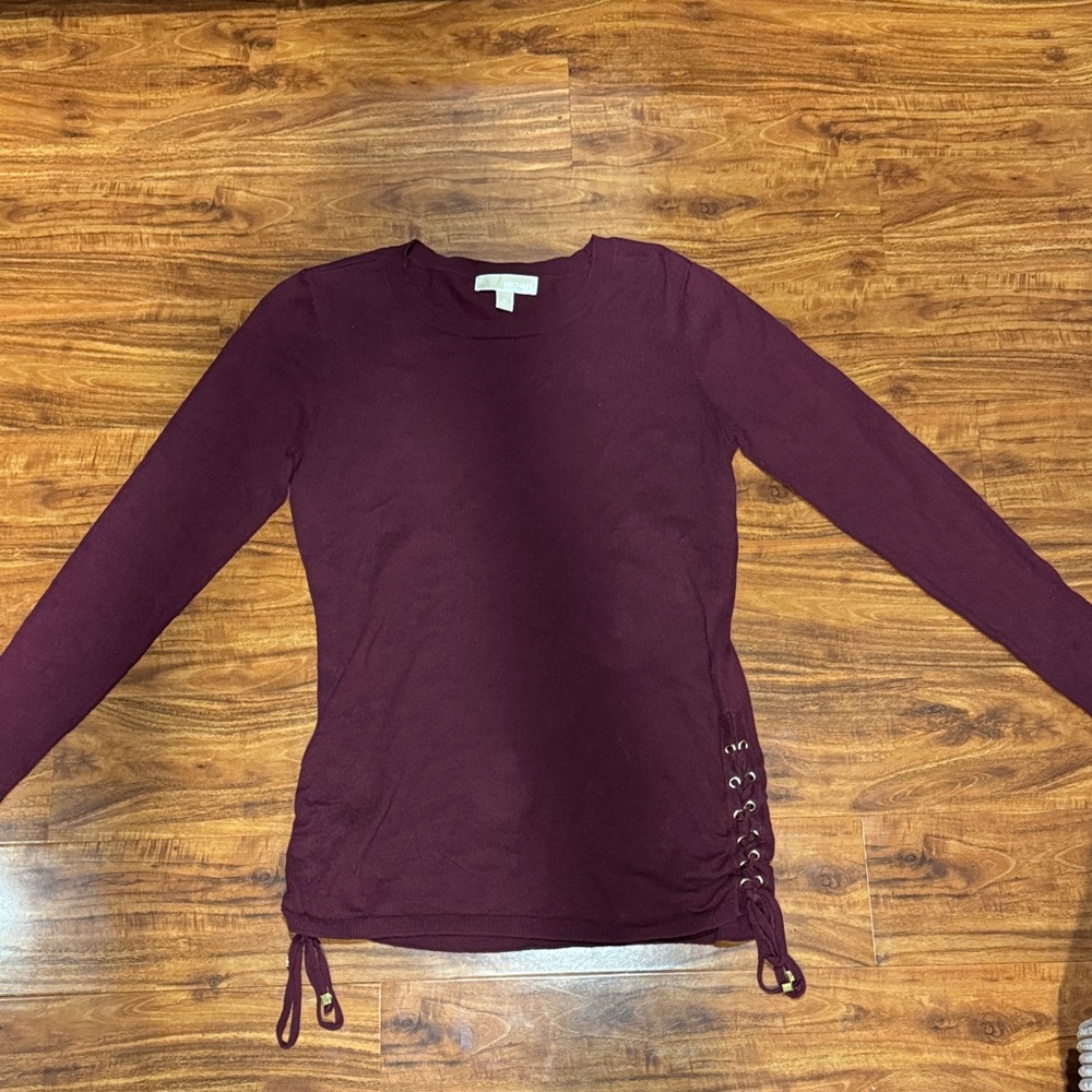 Women's Designer Burgundy Lace-Up Sweater